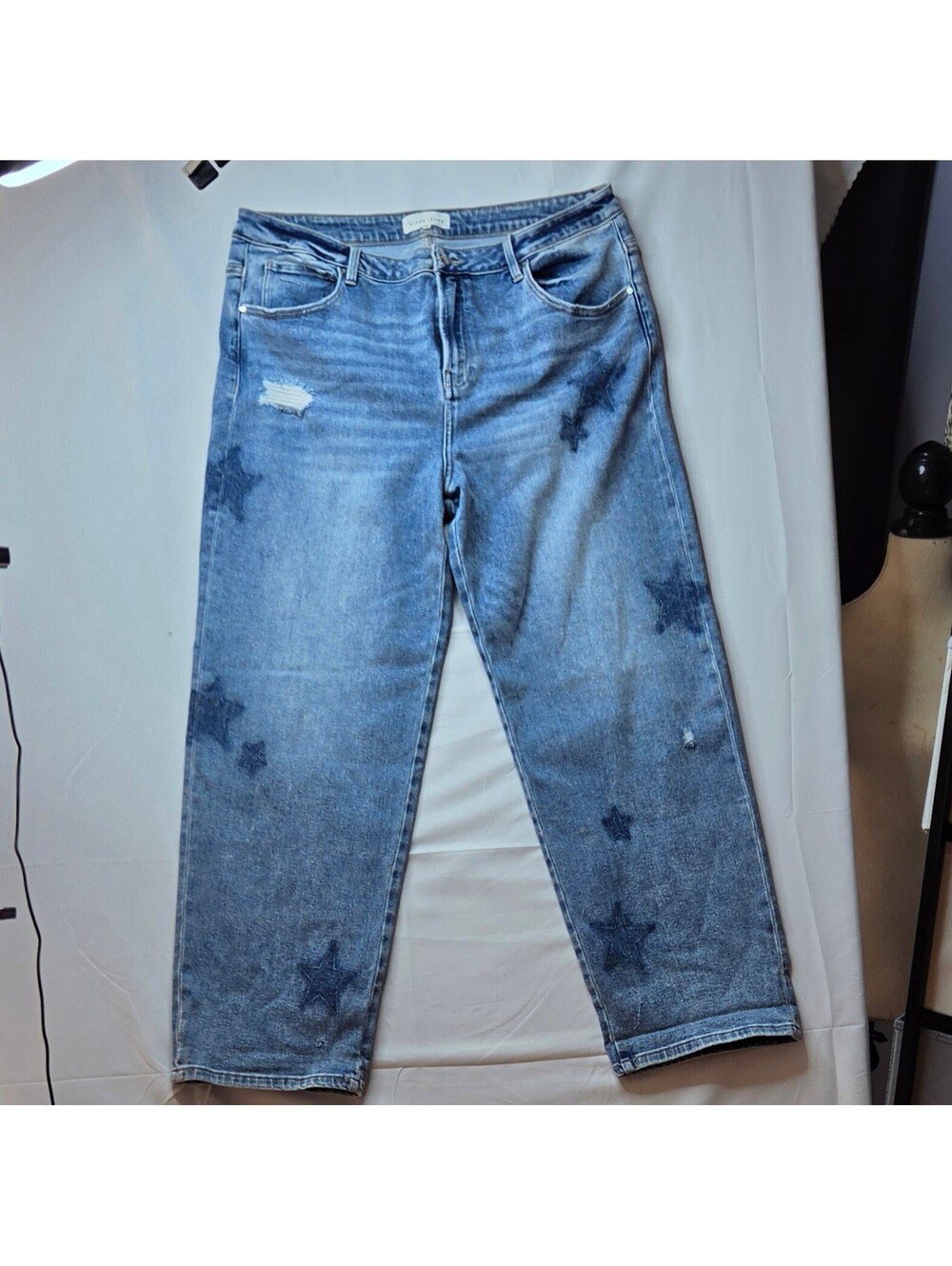 NWT Risen Star Shadow Mid Rise Boyfriend Jeans 2XL PGA21091X Distressed Plus